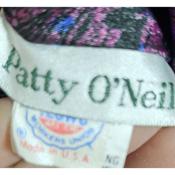 Patty O'Neil Purple Pink Abstract Paisley Modest Midi Dress Vintage Womens Sz 14 - Picture 3 of 15